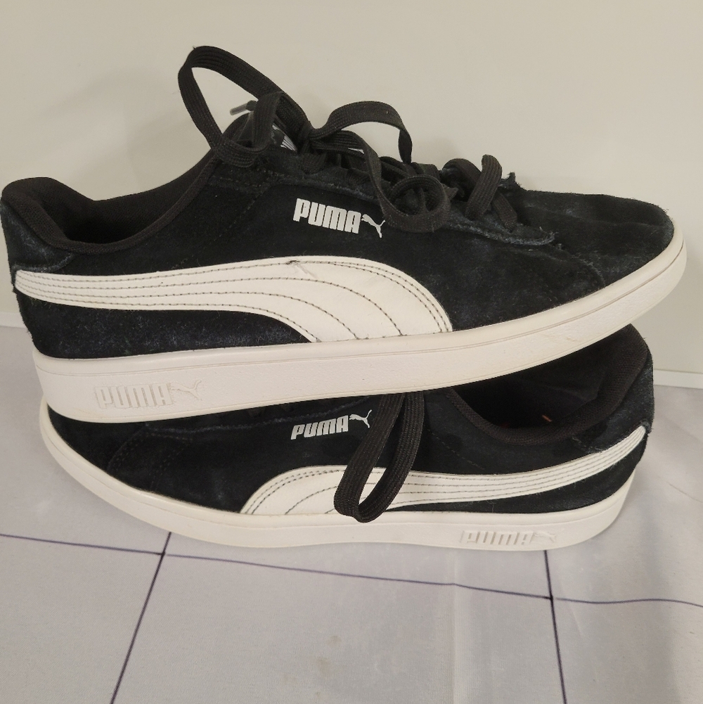Puma Men's Black and White Suede Sneakers Easy Feet Flame Boost, Size 8.5 Mens - Picture 1 of 6